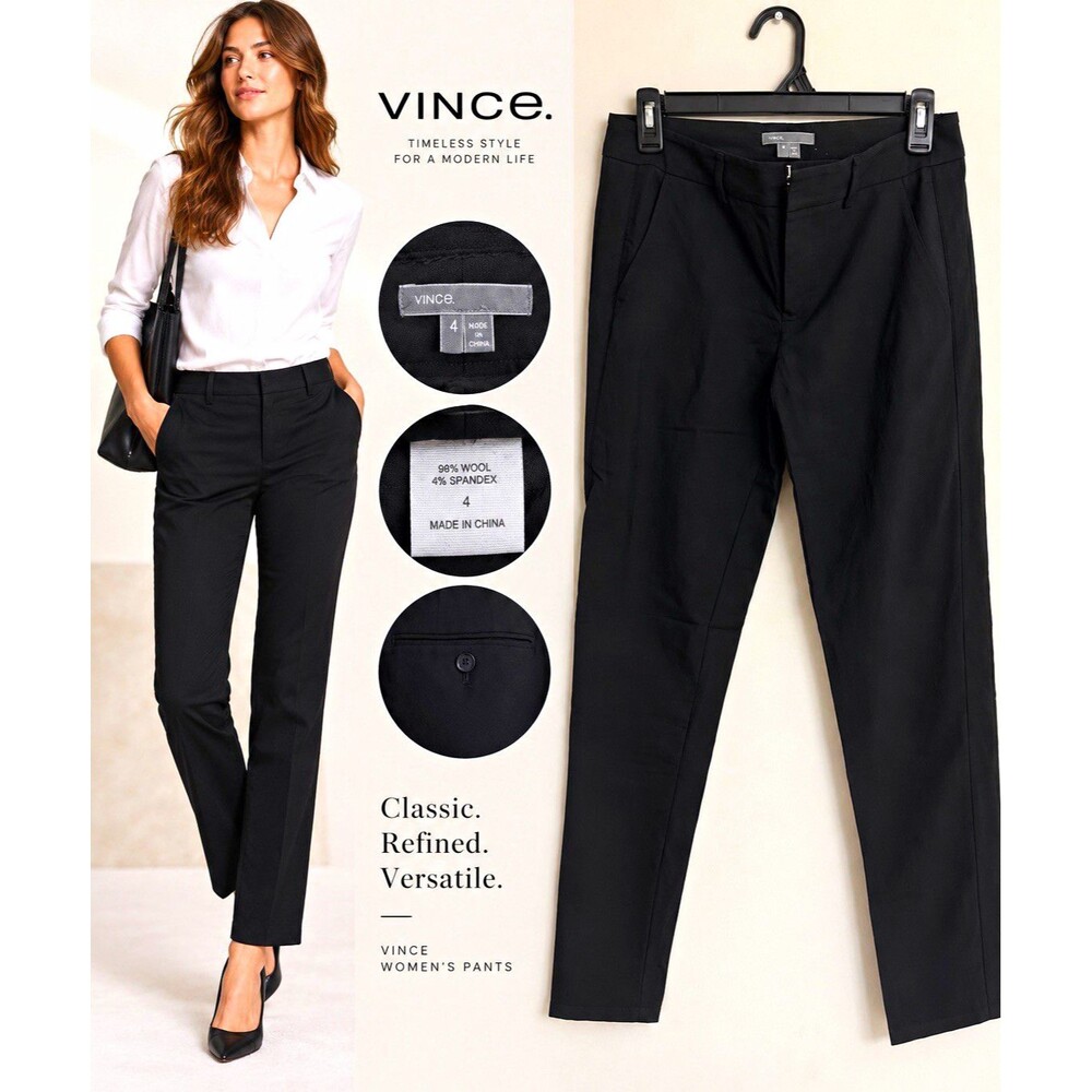 Vince Women’s Black 96 % Wool Blend Dress Pants Size 4